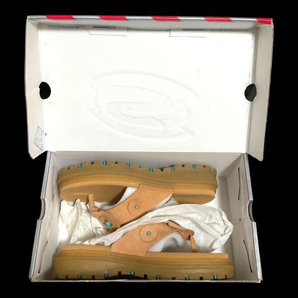 Vtg 90's Y2K Skechers Sky Jammers Wheat Tan Leather Thong Sandals Size 6 W WIDE - Picture 16 of 16
